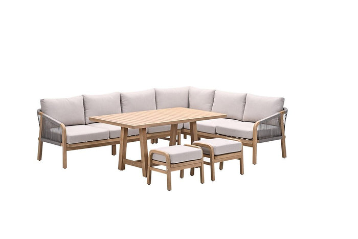 Santos lounge-diningset - 5-dlg.-rechts-acaciahout met white wash-sand