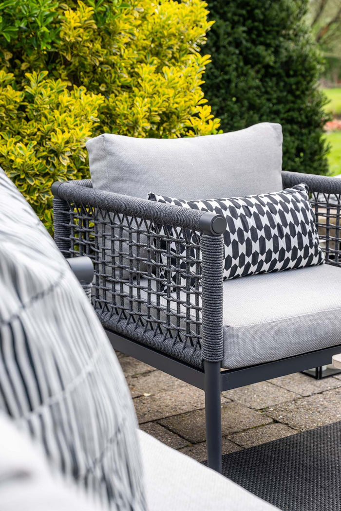 Teramon loungeset - 3-dlg. - c. black - rope dark grey - valley sand