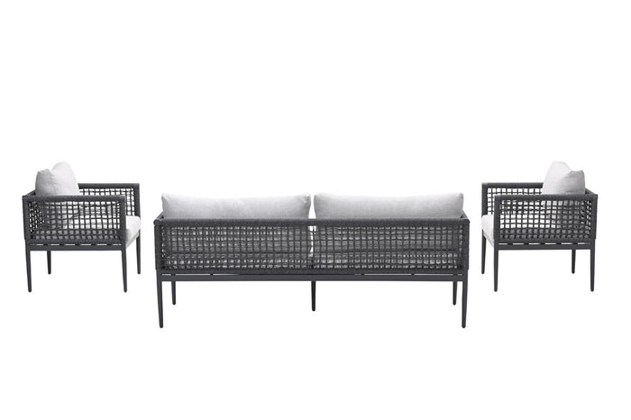Teramon loungeset - 3-dlg. - c. black - rope dark grey - valley sand