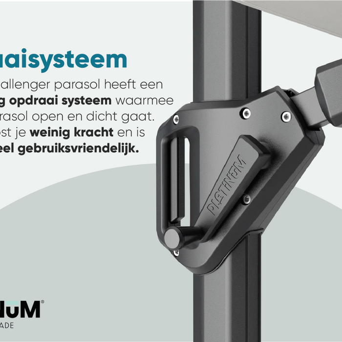 Platinum Challenger Zweefparasol T2 premium - 3,5 m. rond Champagne teak