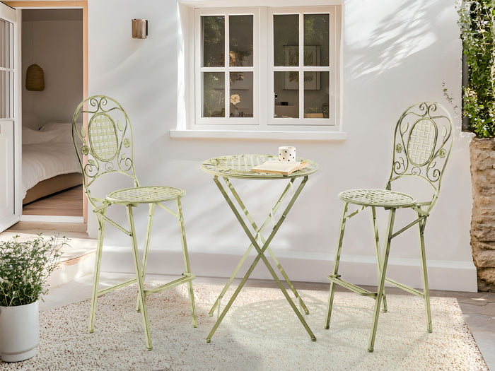 Beliani - BIVIO - Tuinbartafel - Lichtgroen - 60 x 60 cm - IJzer