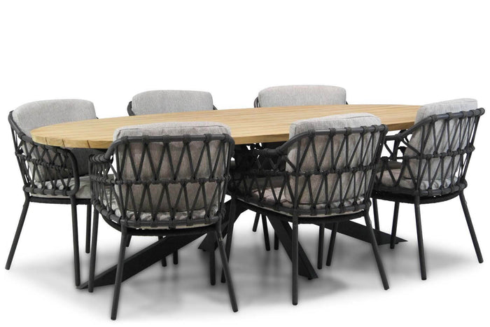 4 Seasons Calpi|Prado 240 cm dining tuinset 7-delig - Grijs - 6