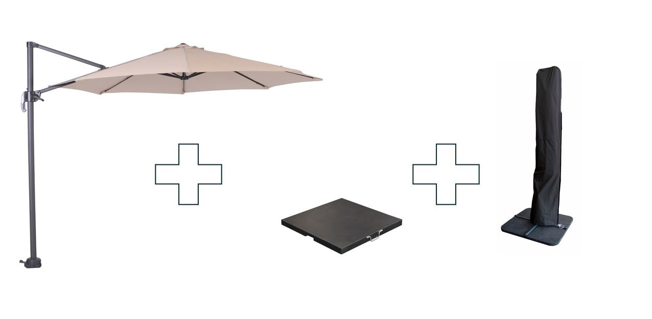 Zweefparasol Hawaii S - met voet en hoes - Ecru - 300 cm