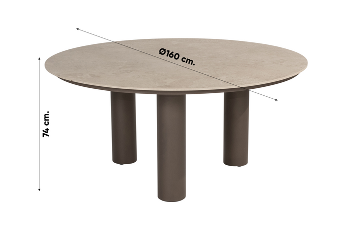 4 Seasons Arizona ronde tuintafel  Ø160 cm. - zand|terre