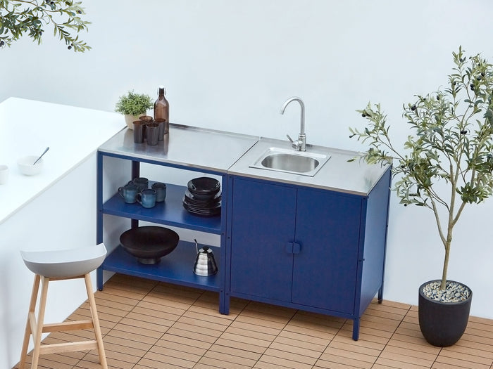 Beliani - VILAMA - Buitenkeuken eiland - Blauw - 80x50x92 cm - Staal