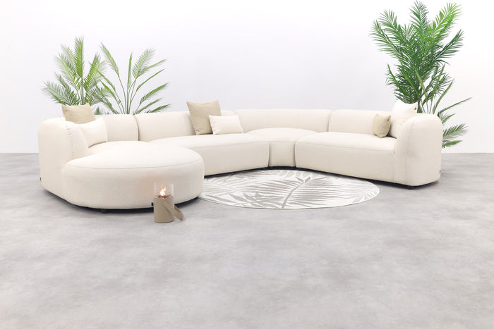 Madeira ronde u-vorm hoekbank + chaise longue rechts - Naturel Sunbrella