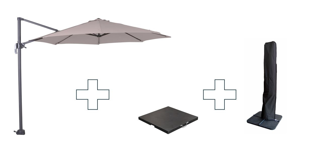 Zweefparasol Hawaii S - met voet en hoes - Zand - 300 cm