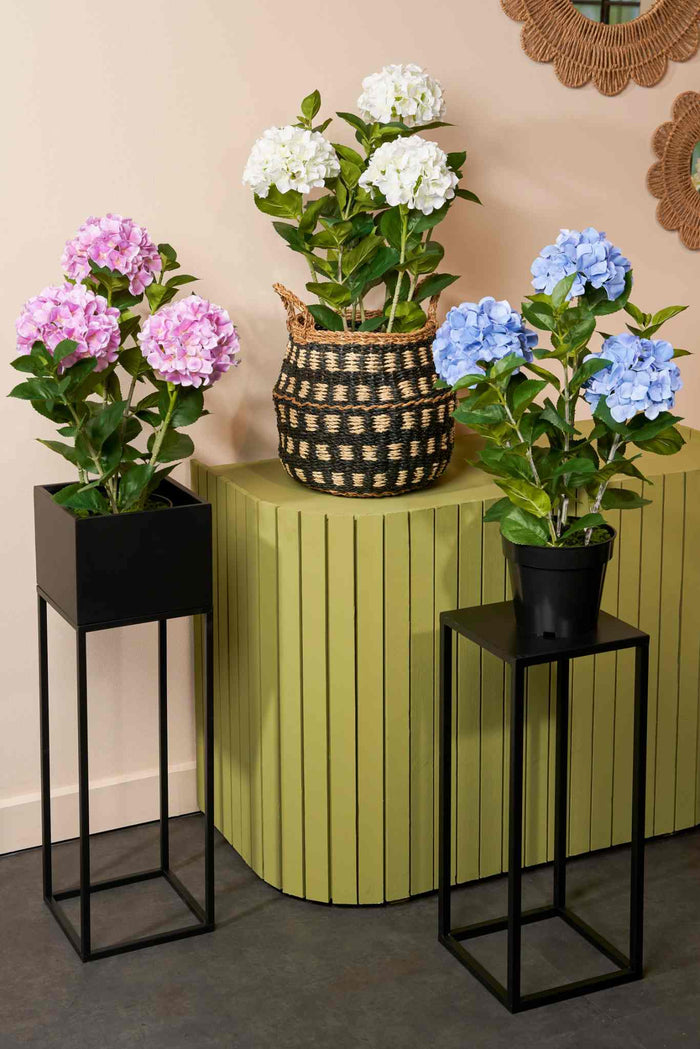 Mica Decorations Kunstbloem Hydrangea - 40x40x65 cm - Polyester - Blauw