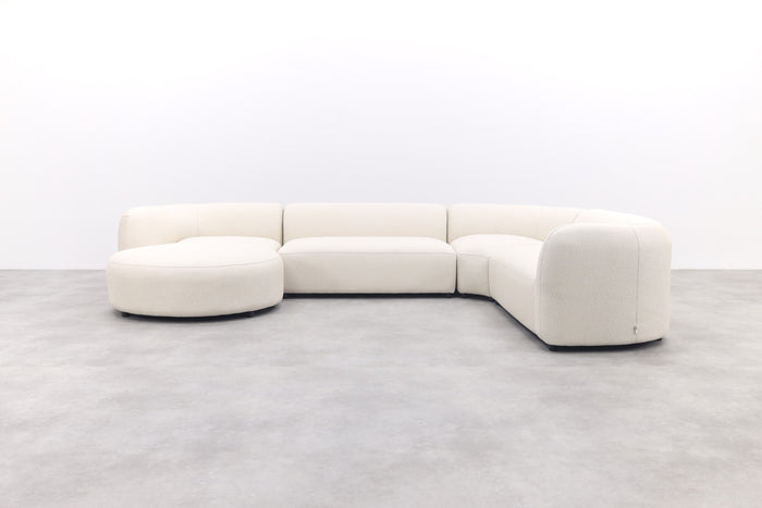 Madeira ronde u-vorm hoekbank + chaise longue rechts - Naturel Sunbrella