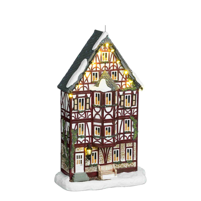 Luville Kerstdorp Elzas vakwerkhuis - 17.5x9.5x29.5 cm - Polyresin - Multi