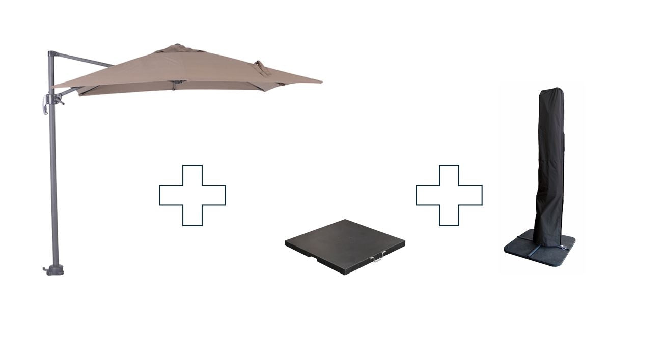 Zweefparasol Hawaii S - met voet en hoes - Taupe - 250 x 250 cm