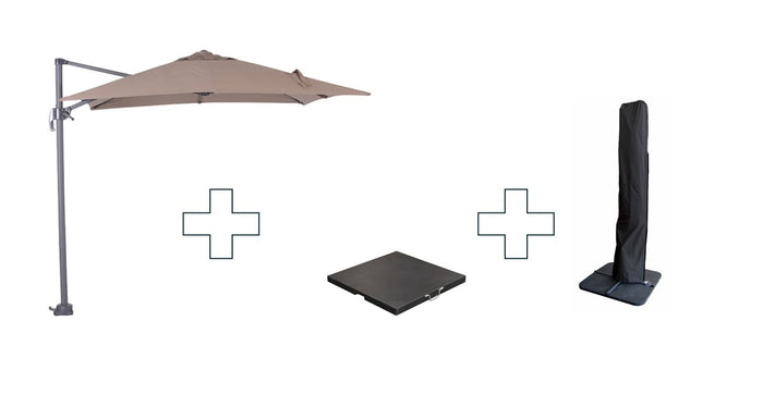 Zweefparasol Hawaii S - met voet en hoes - Taupe - 250 x 250 cm