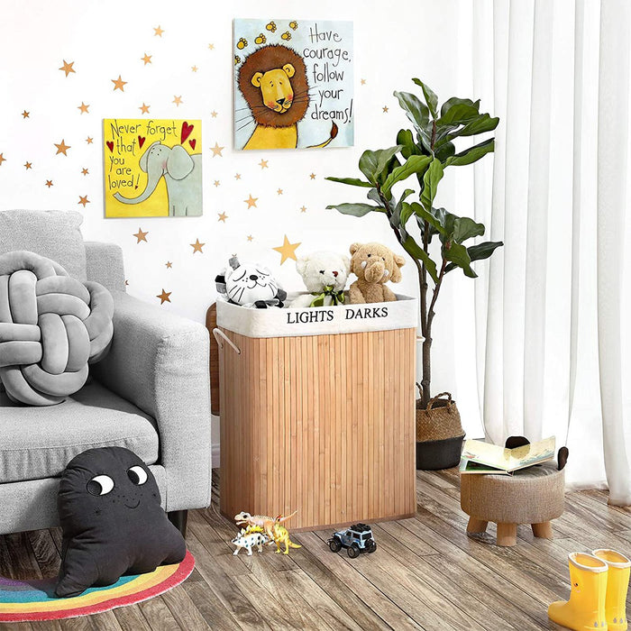 Calicosy - Wasmand 2 compartimenten van bamboe - 100L