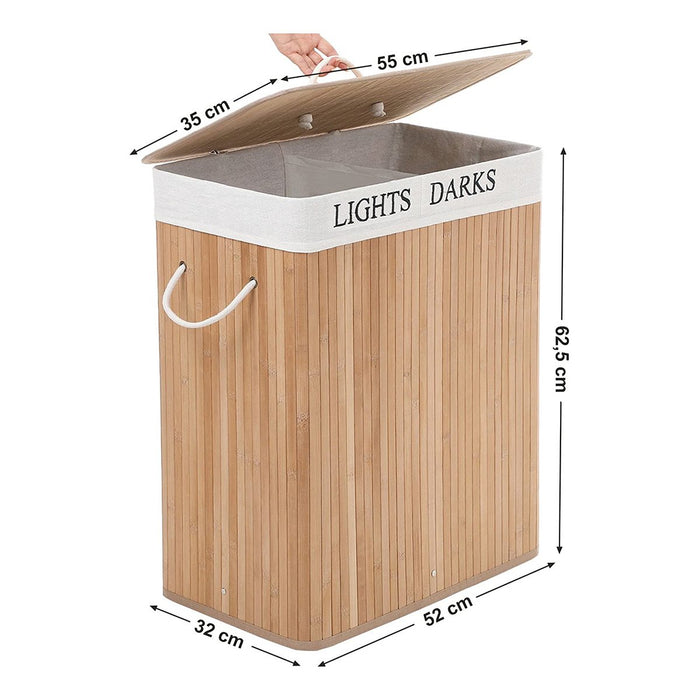 Calicosy - Wasmand 2 compartimenten van bamboe - 100L