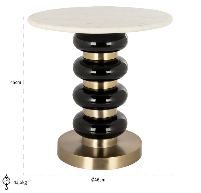 Richmond Interiors Boann Ronde Bijzettafel Marmer | Zwart