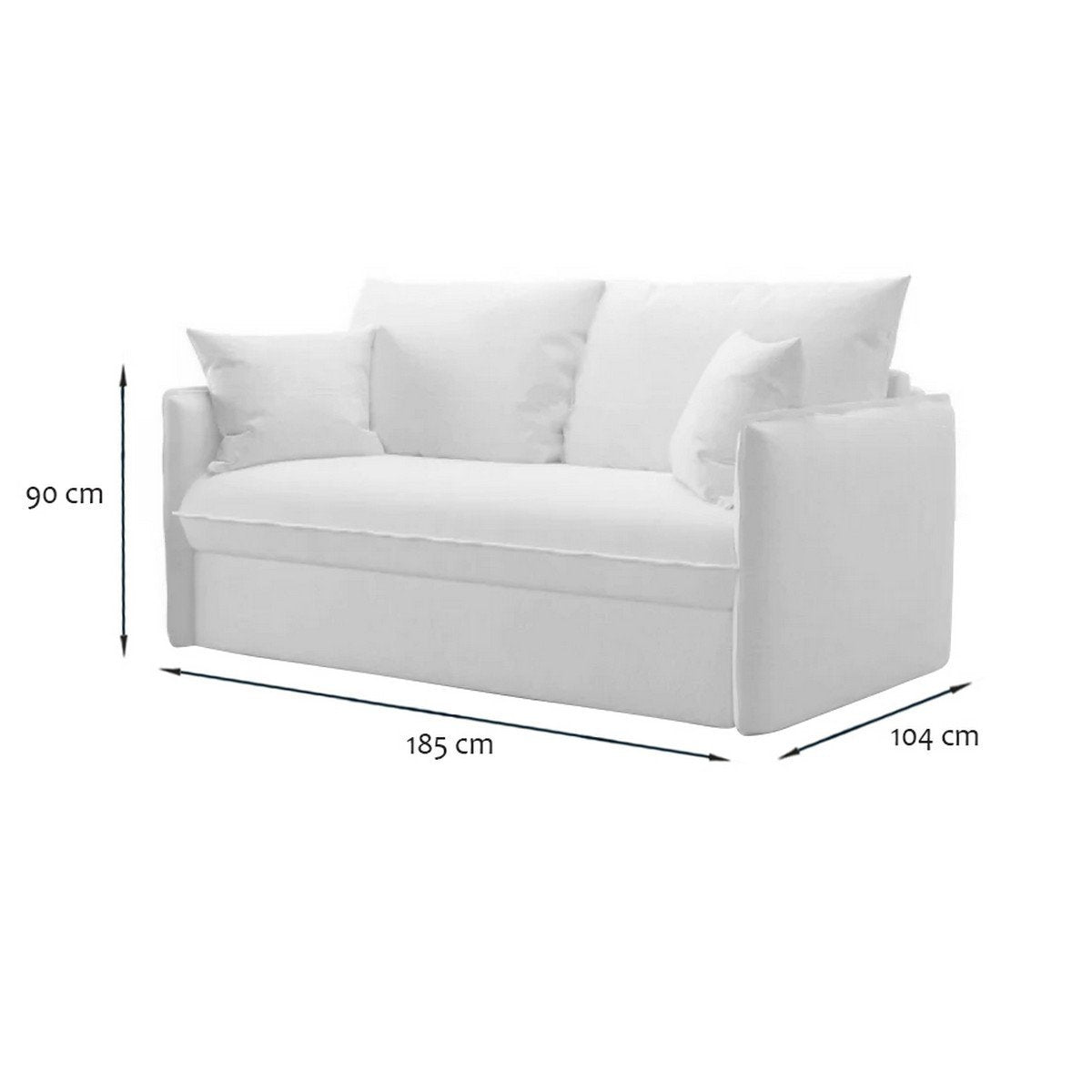 Calicosy - 3-zits slaapbank in stof B185 cm - MIKA - Grijs