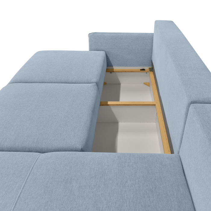 Calicosy - Hoekbank 3-zits met slaapfunctie B260 cm - NAOMI - Blauw