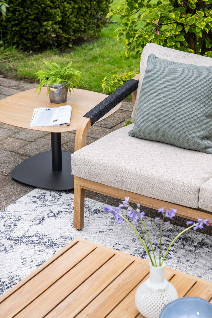 Monti loungeset - 4-dlg - light teaklook - rope lava zwart - gobi sand