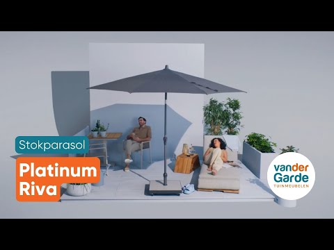 Platinum Riva stokparasol 3.5 m. rond - Ecru met voet en hoes