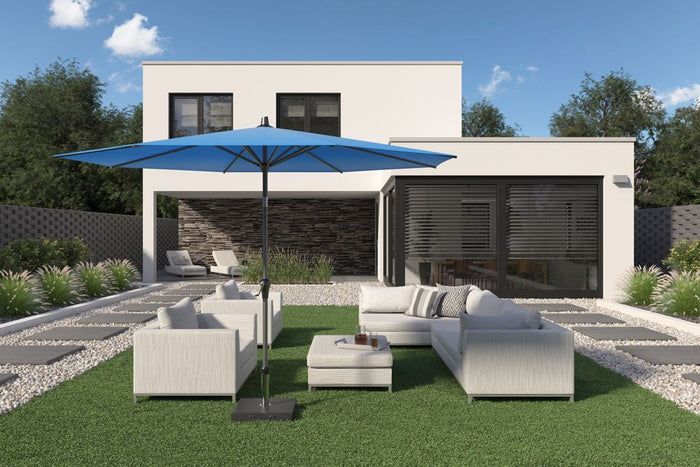 Platinum Riva stokparasol 3.5 m. rond - Ecru met voet en hoes