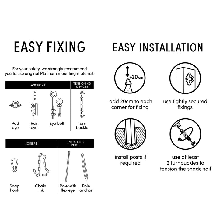 Platinum Coolfit schaduwdoek driehoek 90° - 5.0x5.0x7.1m - greige