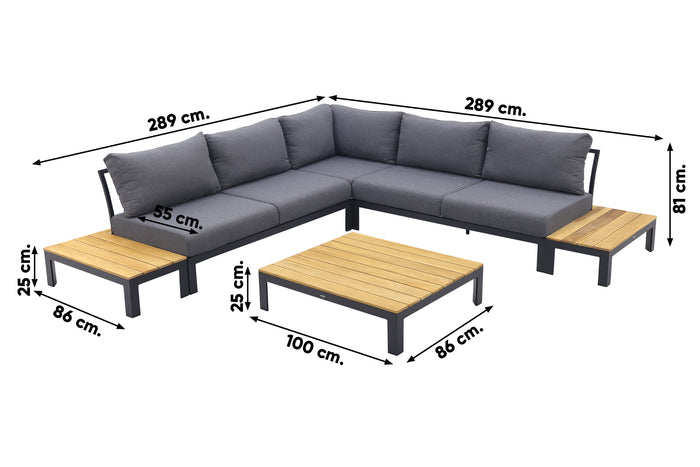 VDG Avalounge loungeset - Aluminium|teakhout - 5 persoons
