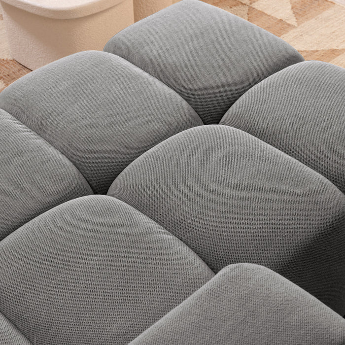 by fonQ Charme Hoekbank Links met Slaapfunctie - Weefstof - Grijs