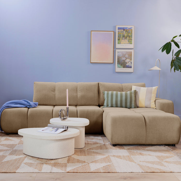 by fonQ Charme Hoekbank Rechts met Slaapfunctie - Chenille - Beige