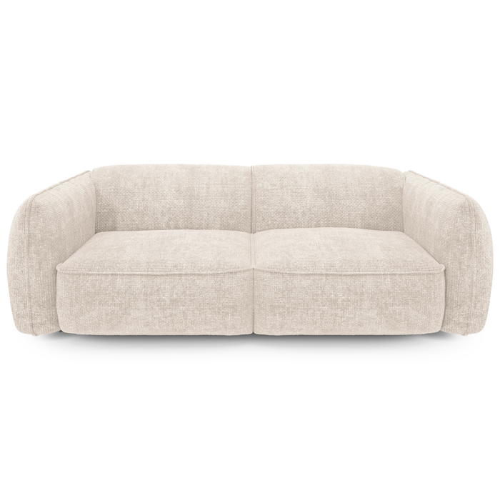 Vierzitsbank in crèmekleurig geweven fluweel