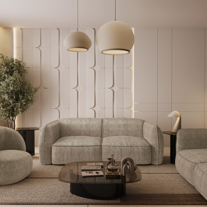 4-zitsbank in taupe geweven fluweel