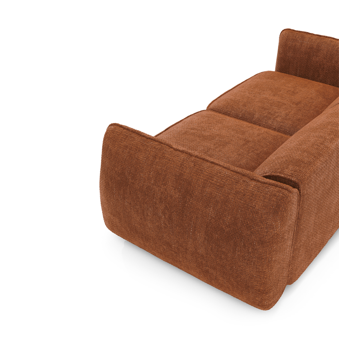 Vierzitsbank in terracotta geweven fluweel