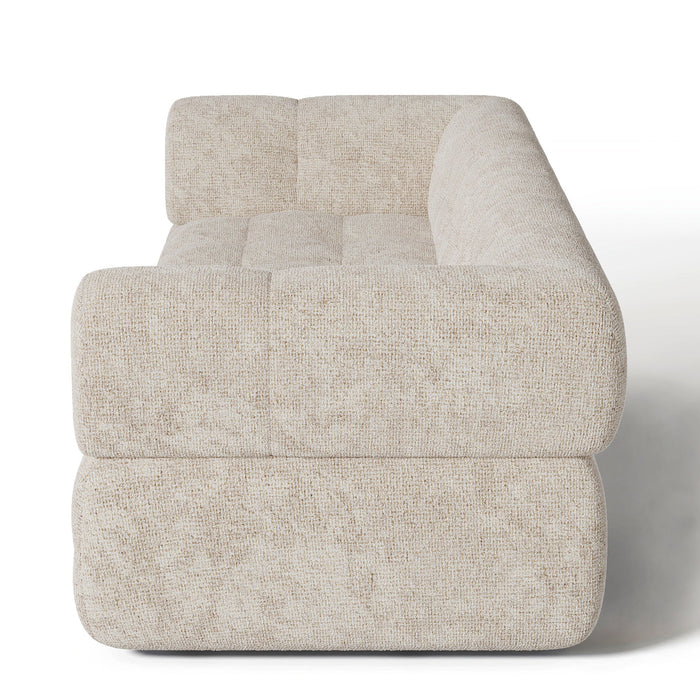 3-zits crèmekleurige chenille fluwelen bank 230cm