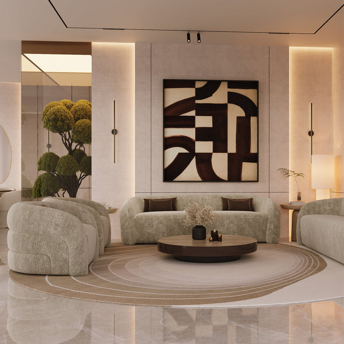 3-zits taupe fluwelen bank met structuur