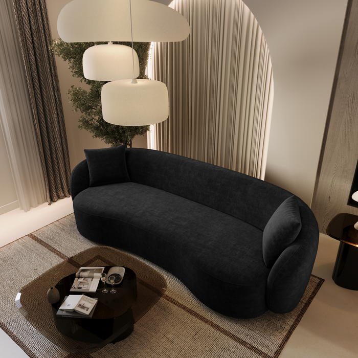 3-zitsbank van zacht aanvoelende geweven stof, zwart, 210 cm