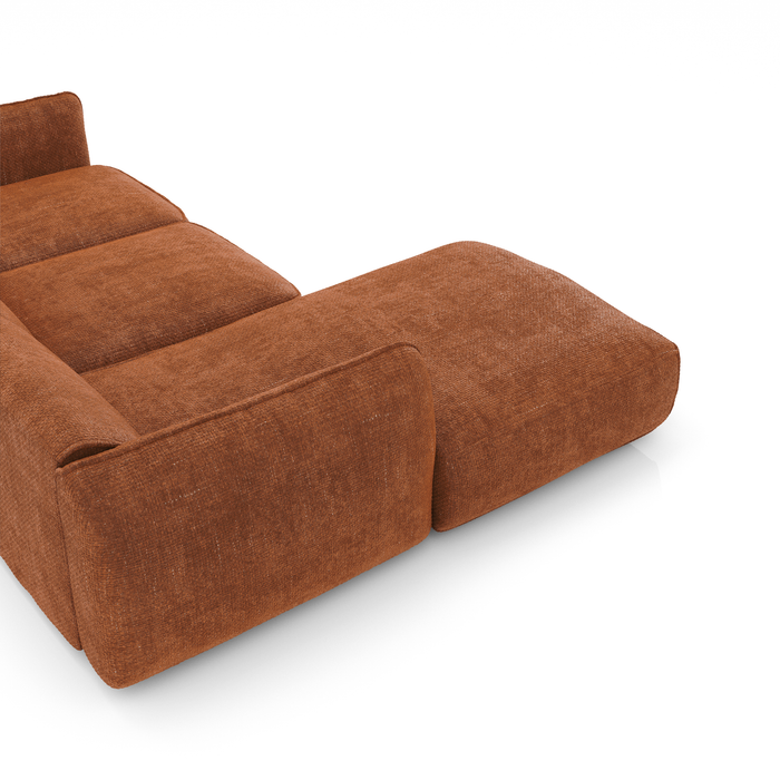 Hoekbank links in terracotta geweven fluweel