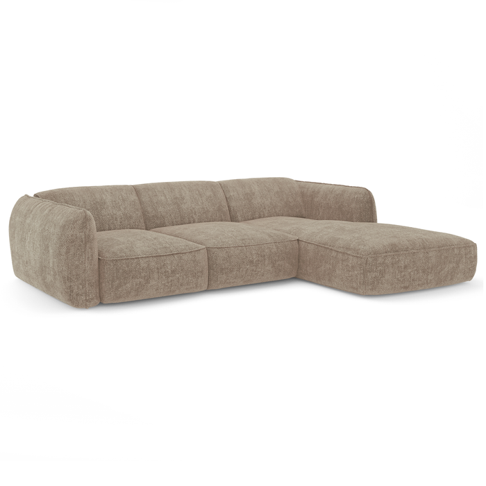 Rechte beige fluwelen hoekbank