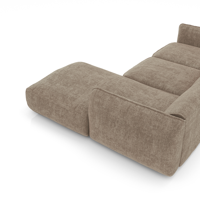 Rechte beige fluwelen hoekbank