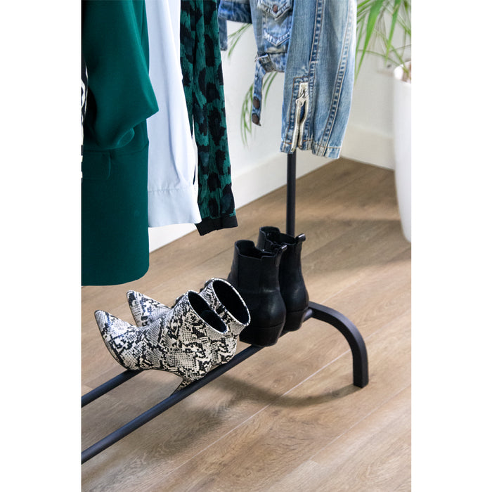 QUVIO Kledingrek met schoenen opbergruimte zwart