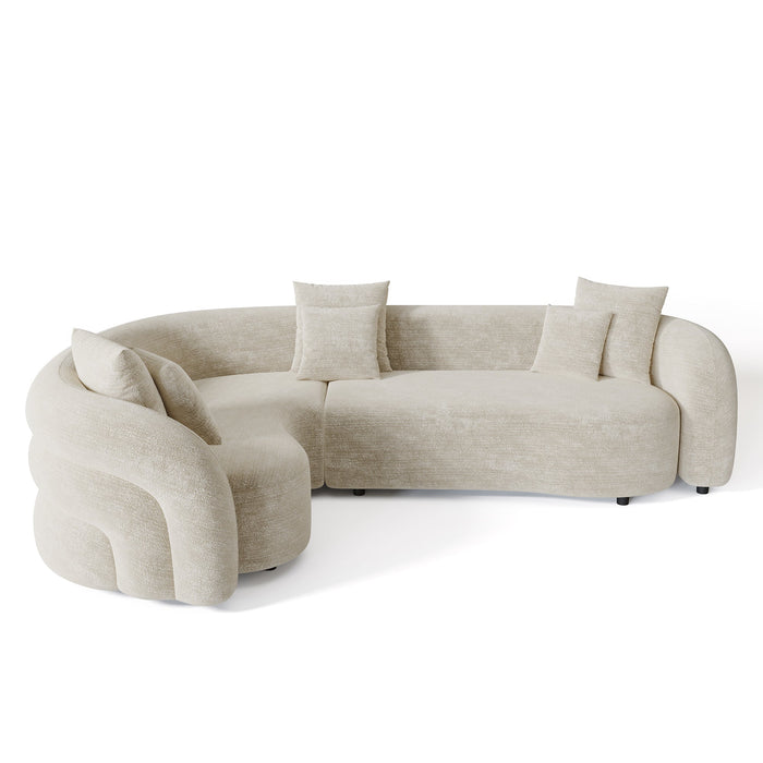 6-zits linker hoekbank beige structuurfluweel