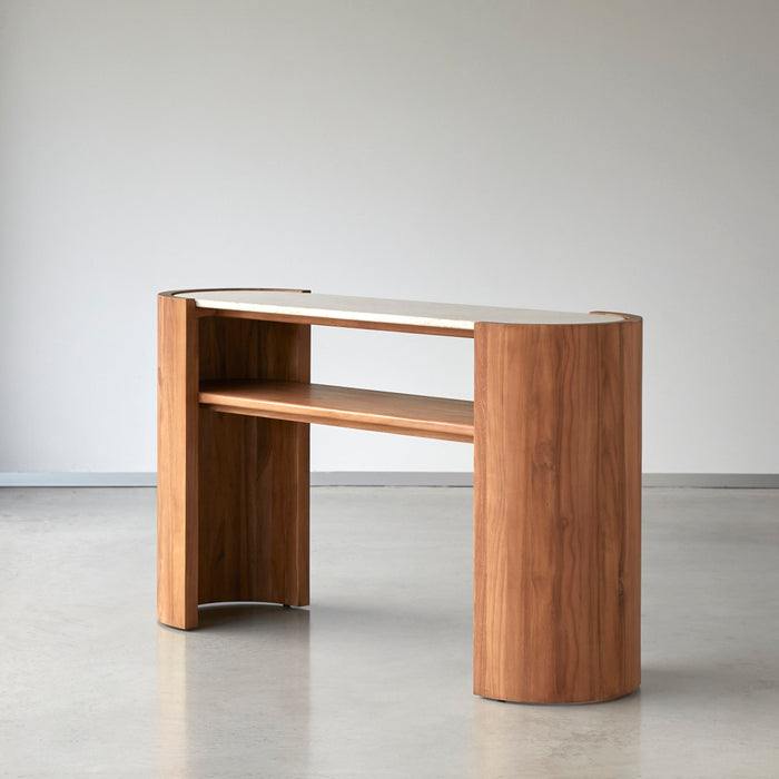 Tikamoon - Consoletafel in teakhout en marmer 140 Virgile