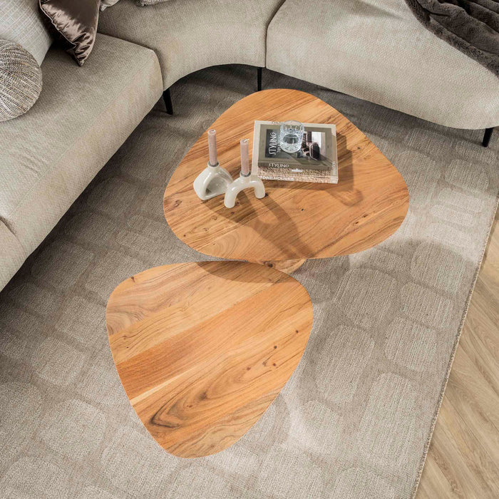 Fraaai Nicholas salontafel set van 2 driehoekig - massief acacia