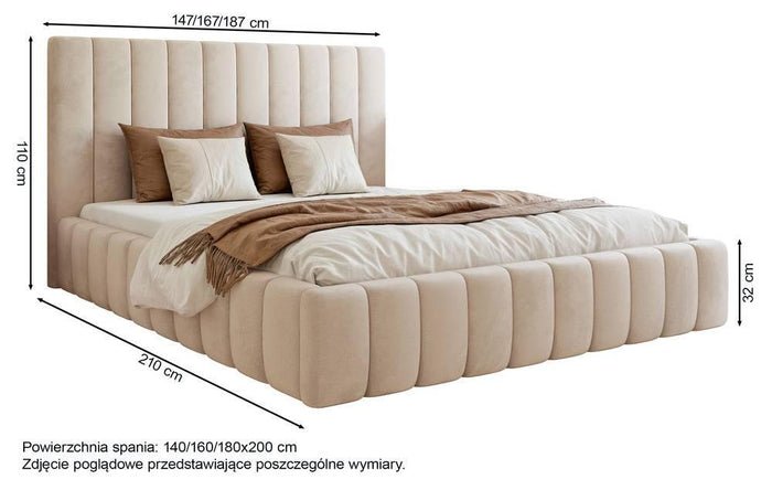 NADUVI Collection Bedframe Flores velvet 160x200 met opbergvak