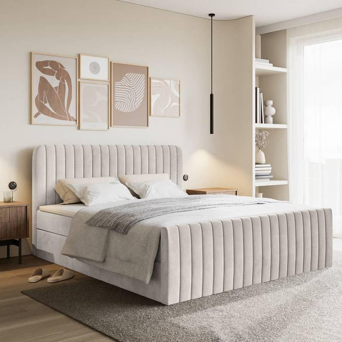 NADUVI Collection Boxspring Adrien velvet met opbergvak 160x200