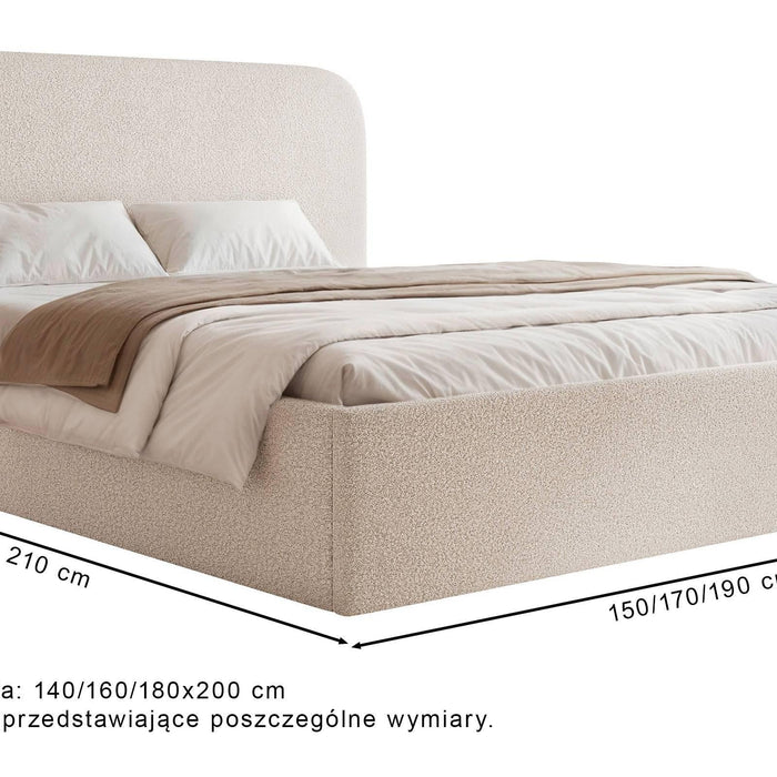 NADUVI Collection Bedframe Fia 180x200 bouclé met opbergvak