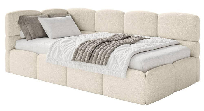 NADUVI Collection Jeugdbed Chloe links bouclé 90x200 met opbergvak