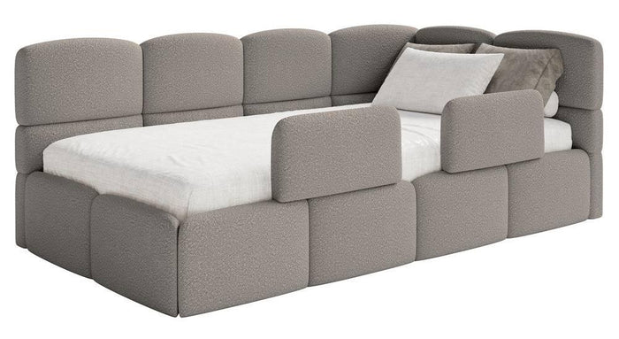 NADUVI Collection Jeugdbed Chloe rechts bouclé 90x200 met opbergvak en