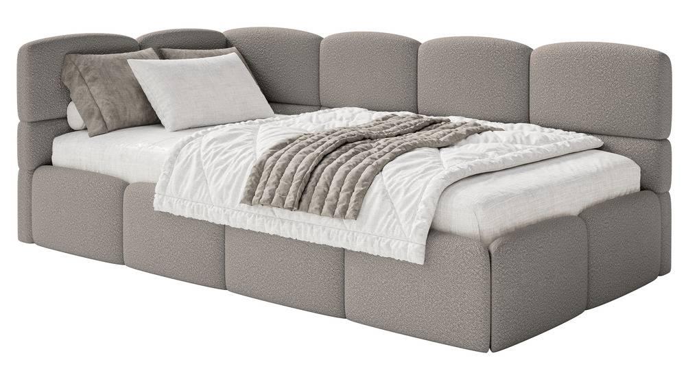 NADUVI Collection Jeugdbed Chloe links bouclé 90x200 met opbergruimte