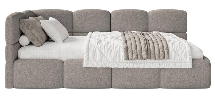 NADUVI Collection Jeugdbed Chloe links bouclé 90x200 met opbergruimte