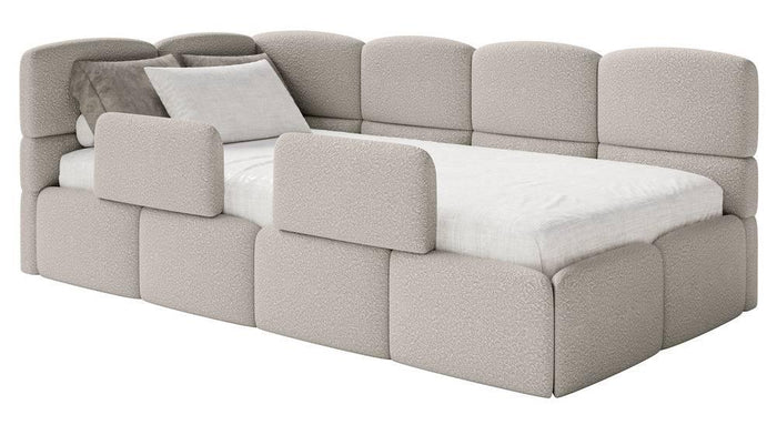 NADUVI Collection Jeugdbed Chloe links bouclé 90x200 met opbergvak en
