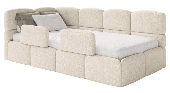 NADUVI Collection Jeugdbed Chloe links bouclé 90x200 met opbergvak en